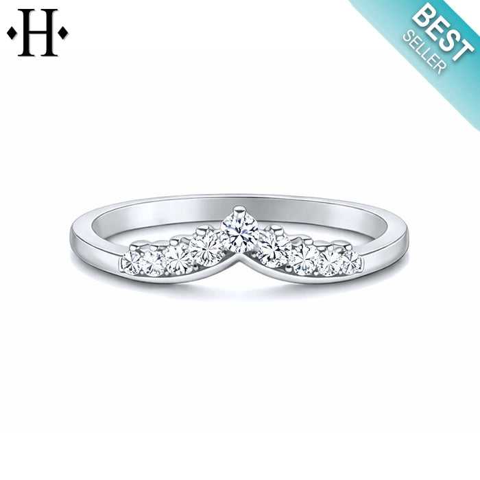 0.25ctw Natural Diamond Curved Ring 1.5mm