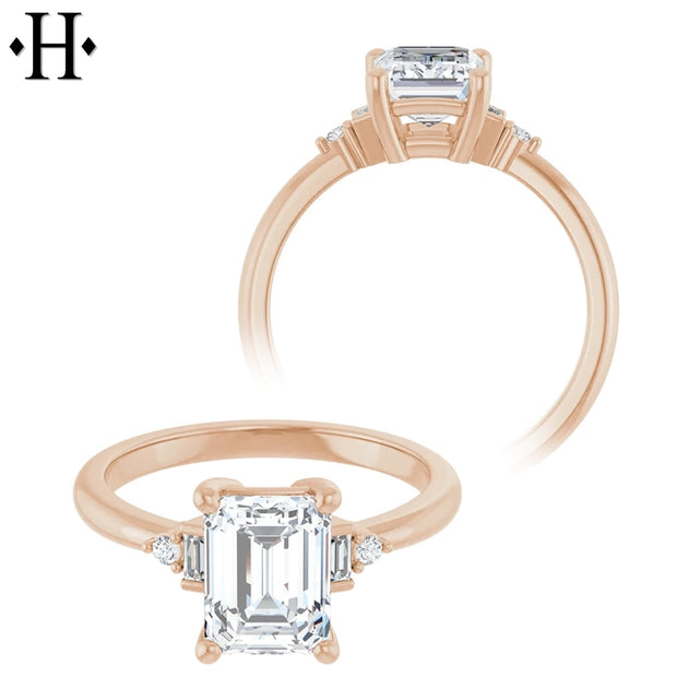 1.00ctr-3.00ctr Emerald Cut Lab Grown Diamond Ring