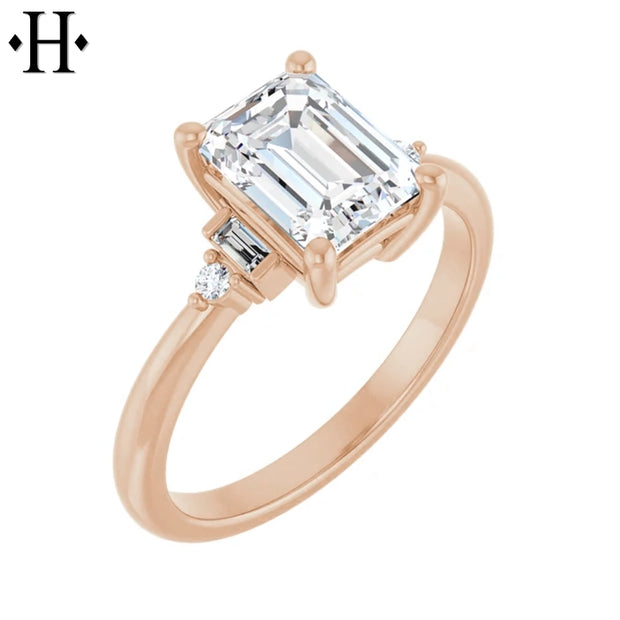 1.00ctr-3.00ctr Emerald Cut Lab Grown Diamond Ring