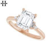 1.00ctr-3.00ctr Emerald Cut Lab Grown Diamond Ring