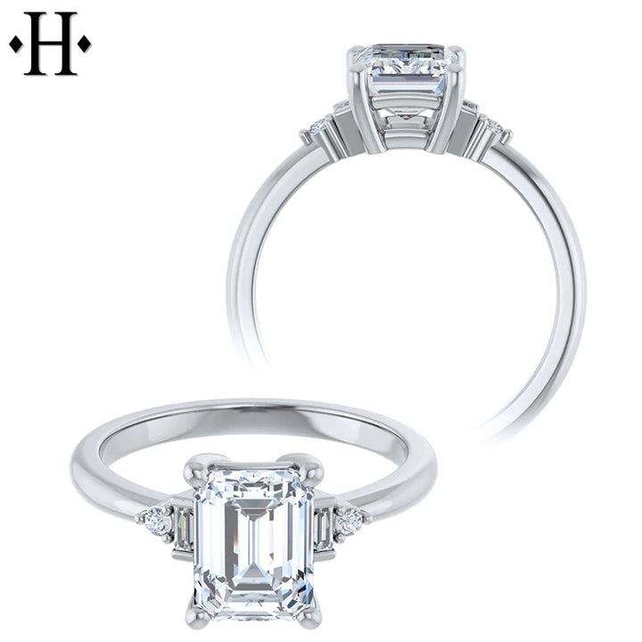 1.00ctr-3.00ctr Emerald Cut Lab Grown Diamond Ring