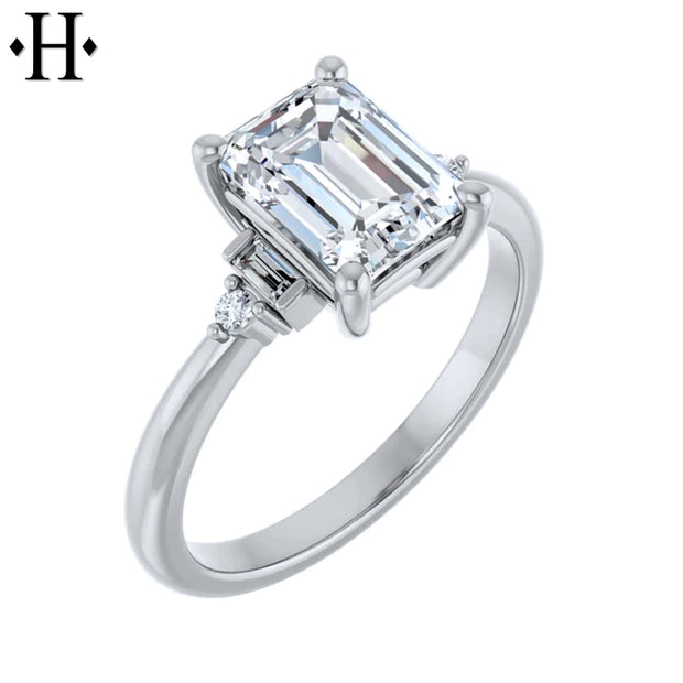 1.00ctr-3.00ctr Emerald Cut Lab Grown Diamond Ring