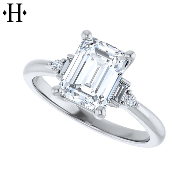 1.00ctr-3.00ctr Emerald Cut Lab Grown Diamond Ring