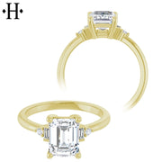 1.00ctr-3.00ctr Emerald Cut Lab Grown Diamond Ring