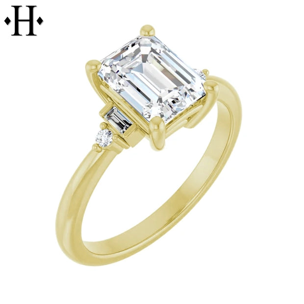 1.00ctr-3.00ctr Emerald Cut Lab Grown Diamond Ring