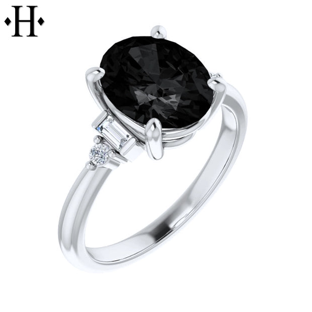 1.00ctr-2.00ctr Oval Cut Black Moissanite Customizable