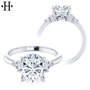 1.00ctr-3.00ctr Oval Cut Moissanite Ring