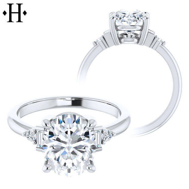 1.00ctr-3.00ctr Oval Cut Moissanite Ring