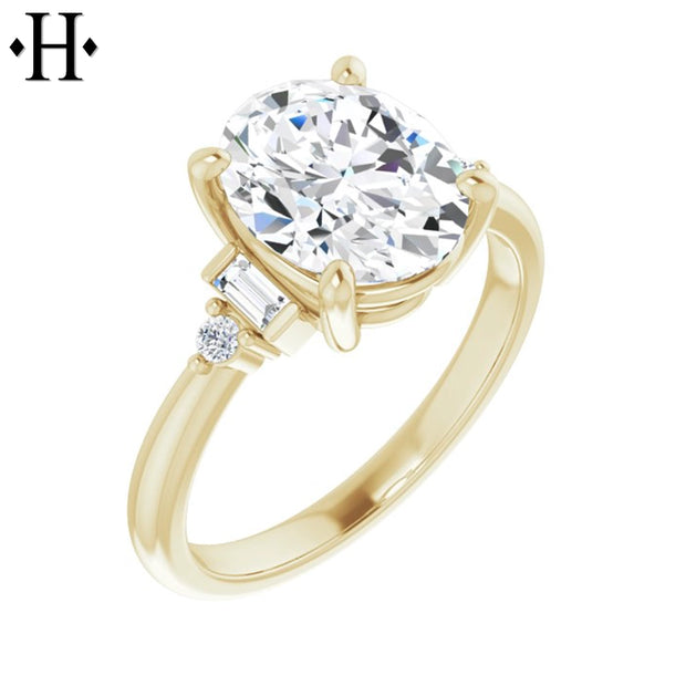 1.00ctr-3.00ctr Oval Cut Moissanite Ring