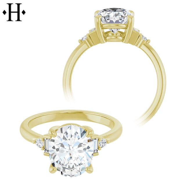 1.00ctr-3.00ctr Oval Cut Lab Grown Diamond Ring