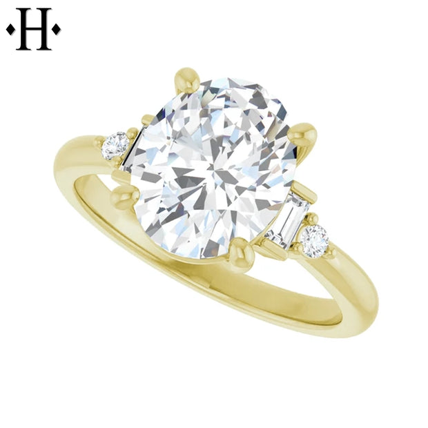 1.00ctr-3.00ctr Oval Cut Lab Grown Diamond Ring