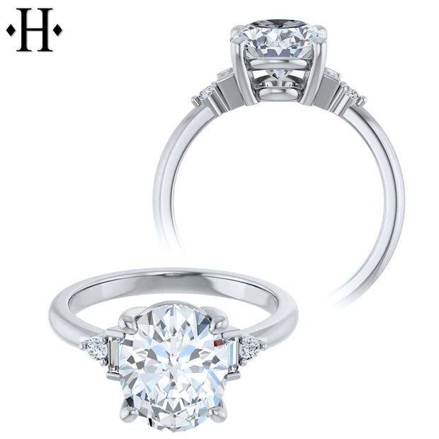 1.00ctr-3.00ctr Oval Cut Lab Grown Diamond Ring