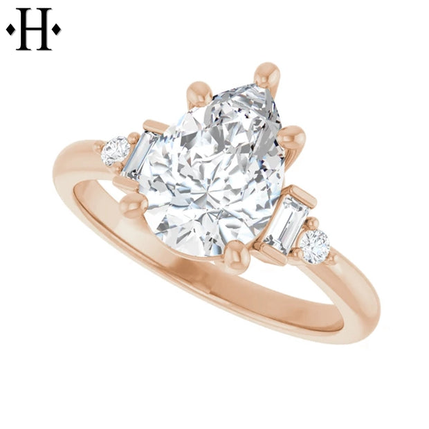 1.00ctr-3.00ctr Pear Cut Lab Grown Diamond Ring