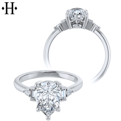 1.00ctr-3.00ctr Pear Cut Lab Grown Diamond Ring