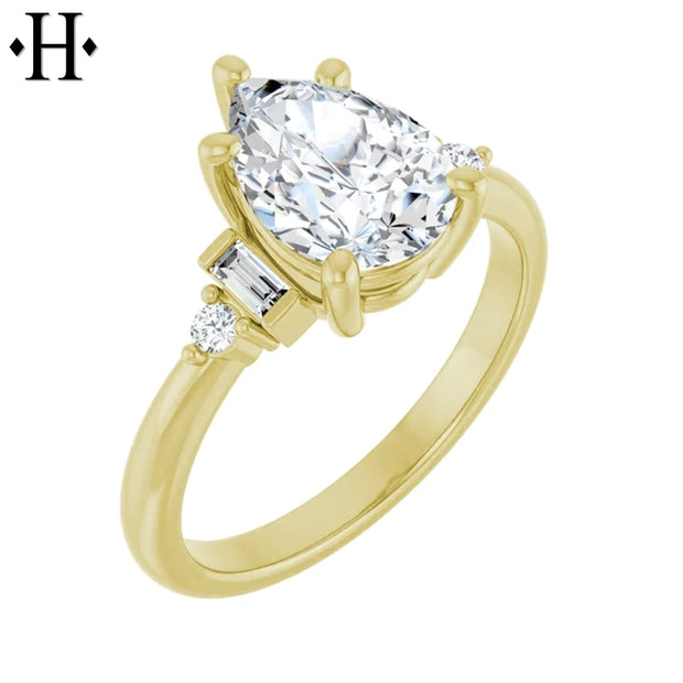 1.00ctr-3.00ctr Pear Cut Lab Grown Diamond Ring