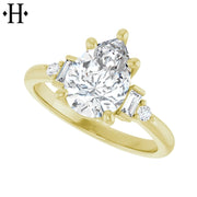 1.00ctr-3.00ctr Pear Cut Lab Grown Diamond Ring