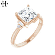 1.00ctr-3.00ctr Princess Cut Lab Grown Diamond Ring