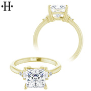 1.00ctr-3.00ctr Princess Cut Lab Grown Diamond Ring