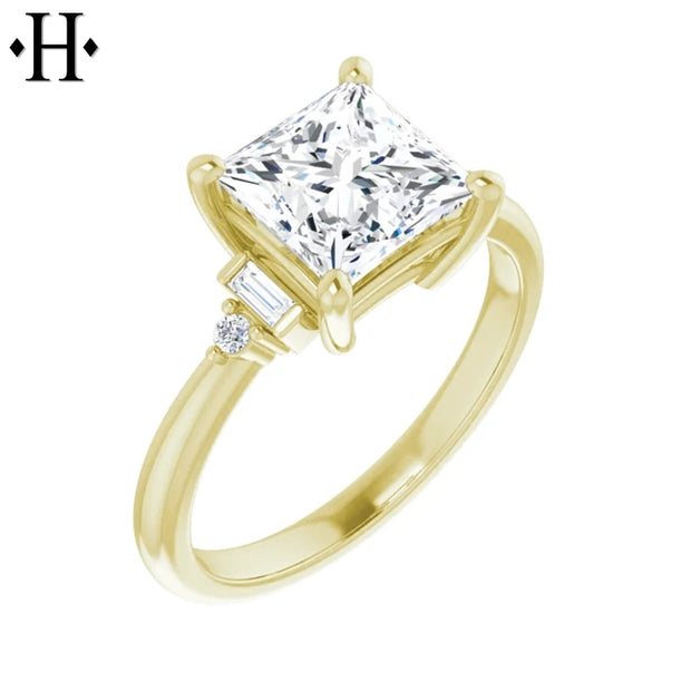 1.00ctr-3.00ctr Princess Cut Lab Grown Diamond Ring