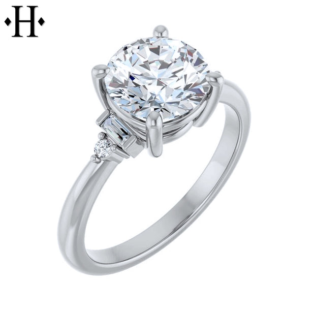 1.00ctr-3.00ctr Round Cut Moissanite Ring