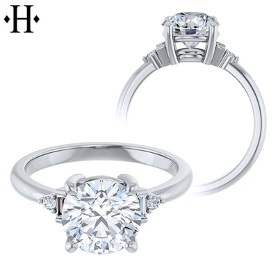 1.00ctr-2.00ctr Round Cut Moissanite Customizable Ring