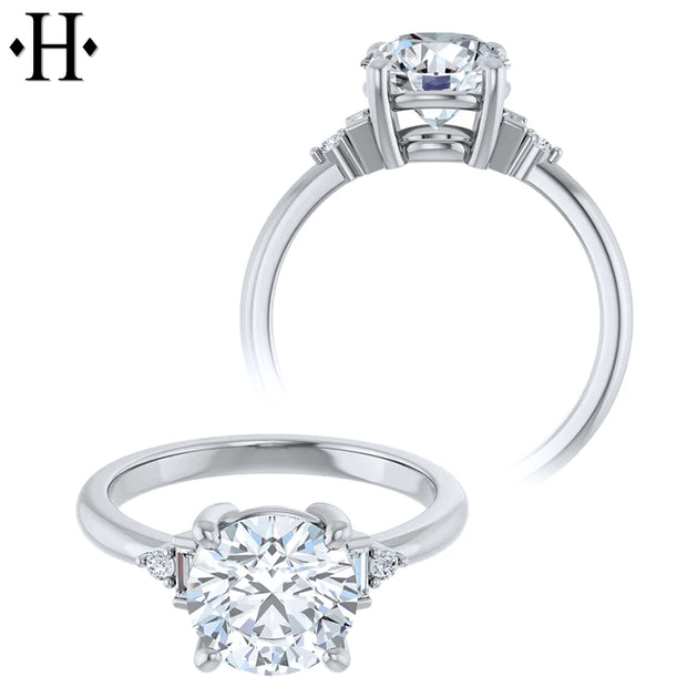 1.00ctr-3.00ctr Round Cut Lab Grown Diamond Ring