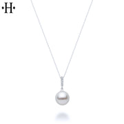 10kt 9mm Cultured Pearl & Diamond Necklace