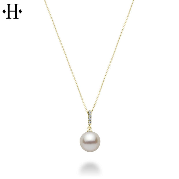 10kt 9mm Cultured Pearl & Diamond Necklace