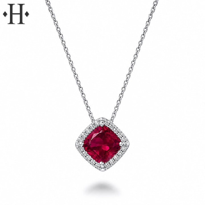 Lab Grown Ruby & Diamond Necklace
