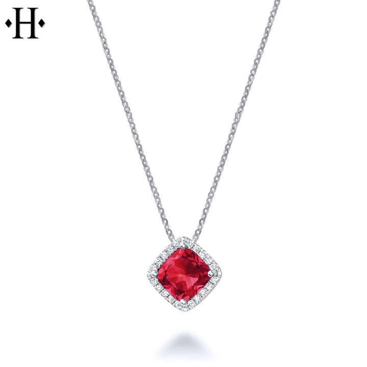 10kt Lab Grown Ruby & Diamond Necklace