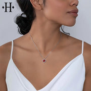 10kt Genuine Garnet & Diamond Necklace