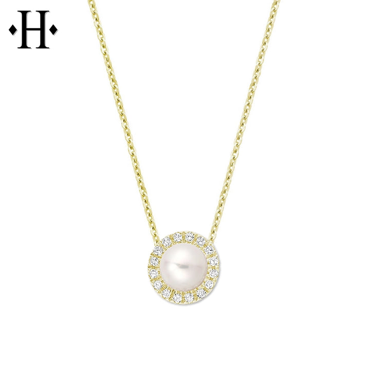 10kt Cultured Pearl & Diamond Necklace