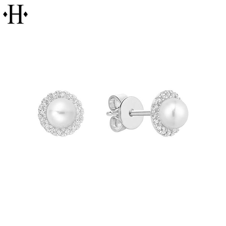 Cultured Pearl & Diamond Earrings
