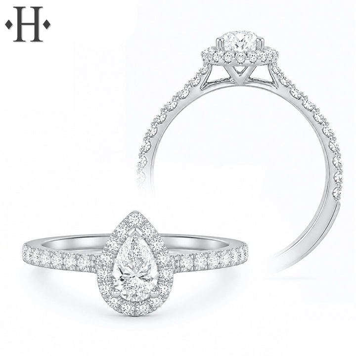 0.84ctw Pear Cut Lab Grown Diamond Ring