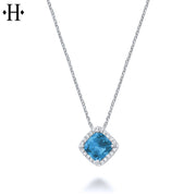 10kt Blue Topaz & Diamond Necklace