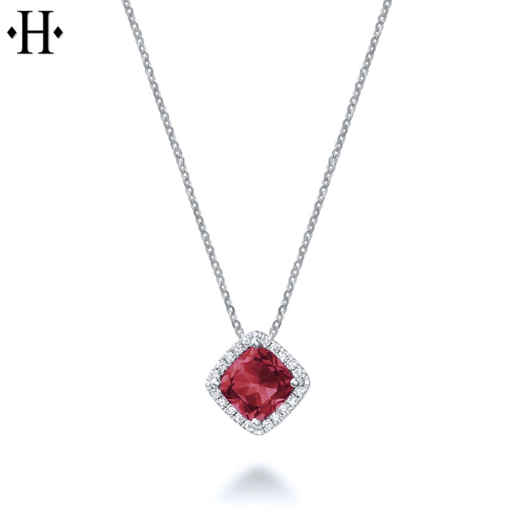 10kt Genuine Garnet & Diamond Necklace