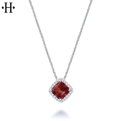 Genuine Garnet & Diamond Necklace