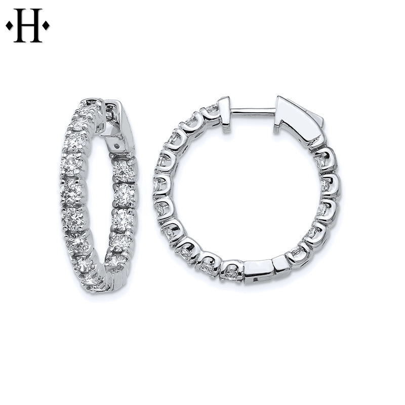 3.00cts Inside-Out Lab Grown Diamond Locking Hoop Earrings