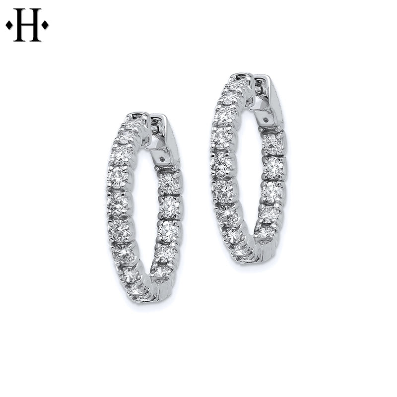 14kt 3.00cts Inside-Out Lab Grown Diamond Locking Hoop Earrings