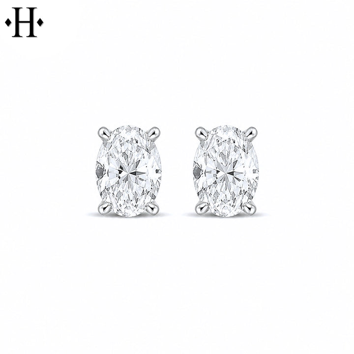 1.00cts Oval Cut Lab Grown Diamond Earrings