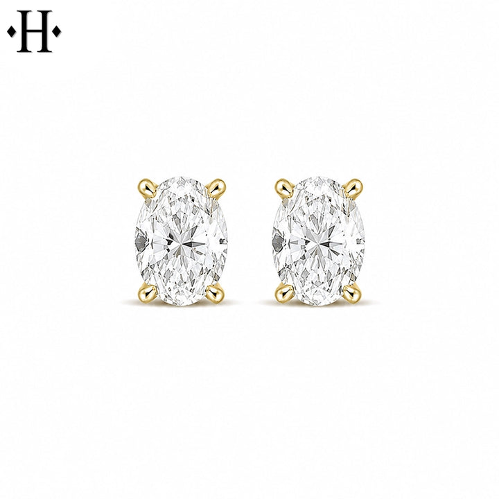 1.00cts Oval Cut Lab Grown Diamond Earrings