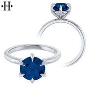 1.00ctr-2.00ctr Round Cut Lab Grown Sapphire Ring