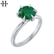 1.00ctr-2.00ctr Round Cut Lab Grown Emerald Ring