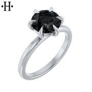 1.00ctr-2.00ctr Round Cut Black Moissanite Ring