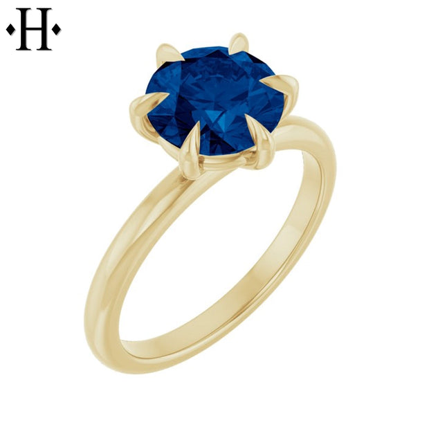 1.00ctr-2.00ctr Round Cut Lab Grown Sapphire Ring