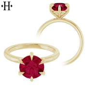 1.00ctr-2.00ctr Round Cut Lab Grown Ruby Customizable Ring