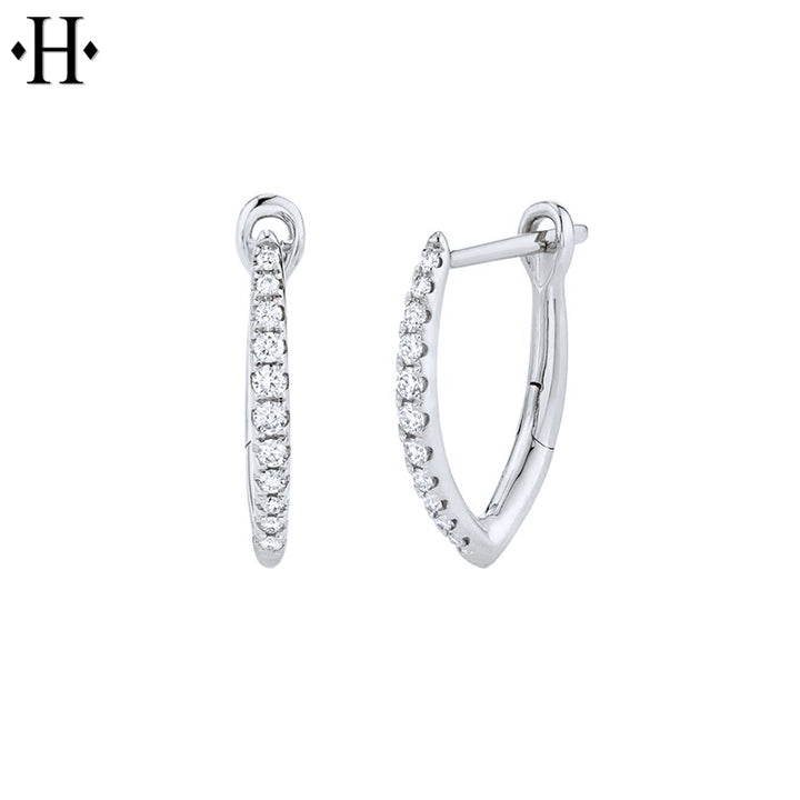 Natural Diamond V Hoop Earrings