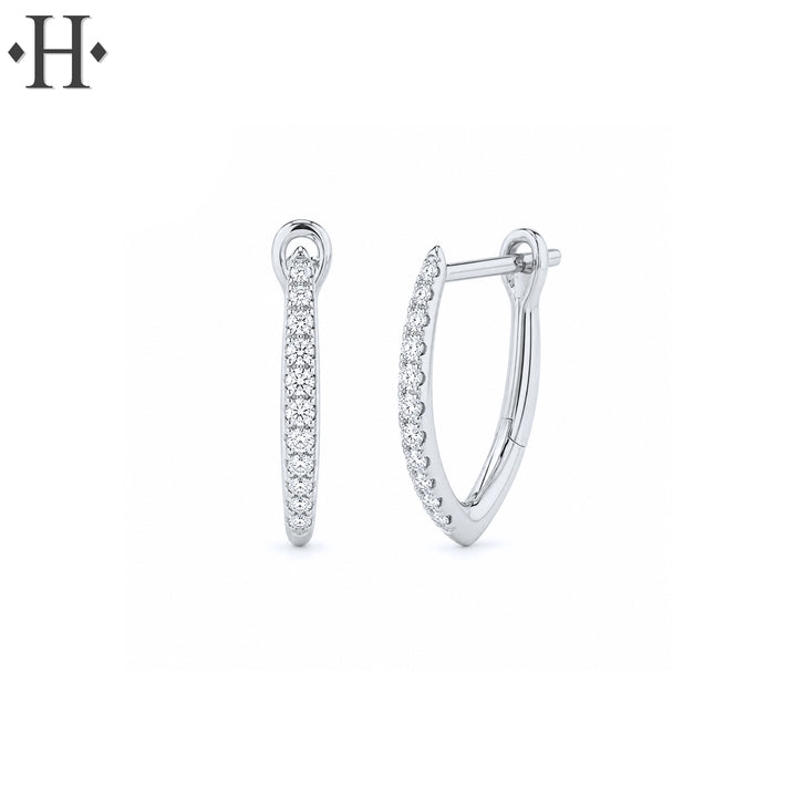 0.15ctw Natural Diamond V Hoop Earrings