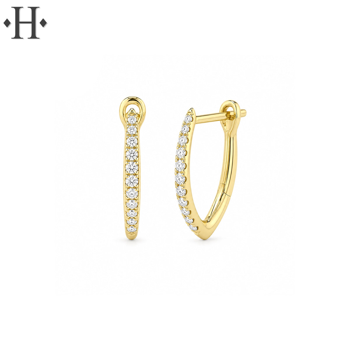 0.15ctw Natural Diamond V Hoop Earrings