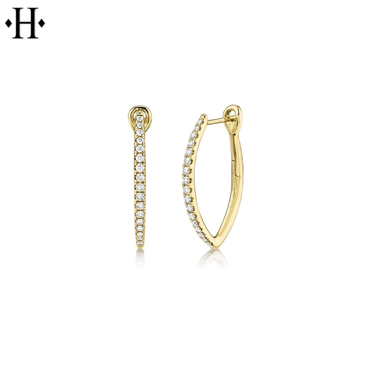 0.33cts Natural Diamond V Hoop Earrings